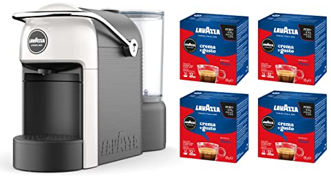 Lavazza, A Modo Mio Jolie, Macchina per Caffè con 64 Capsule Crema e Gusto Incluse, Silenziosa, con Poggia Tazza Rimovibile, Spegnimento Automatico, Componenti Lavabili, Bianca