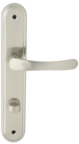 domino Türgriff 78 Drückergarnitur WC - Badezimmer Set Links & Rechts Türbeschlag für WC/Badezimmertüren L-Form Türbeschläge aus Aluminium Silber Türdrückergarnitur NOVA M9