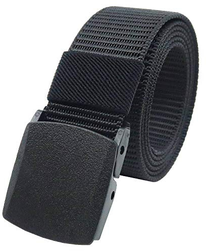 YEHMAN Ceinture sangle militaire en toile nylon ajustable 120 cm boucle plastique sans nickel anti allergie (Noir)