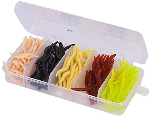 VBESTLIFE 150PCS 4cm Silikon Multicolor Wurm Weichfischköder Bionic Weichwurm Lebensechte Regenwurmköder Set Fischgerät Zubehör (Fünf Farben gemischt)