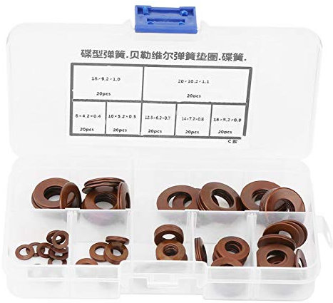 Jeanoko Kit assortimento rondelle 7 dimensioni Molla di compressione Belleville Rondella disco Guarnizione Molla a disco