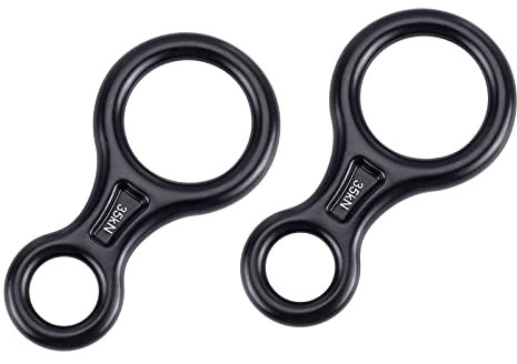 SUPERFINDINGS 2pcs 14.5x7.5cm Aluminiumlegierung Figur 8 Seil Abseilring Schwarz 8 Sicherungsgerät Titan 8 Abseilgerät Klettern Abseilring Zum Klettern Abseilen Abseilen Sichern