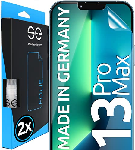 2x se® 3D SCHUTZFOLIE Transparent für Apple iPhone 13 Pro Max,Selbstheilend, 100% Fingerabdruck & FaceID kompatibel, einfache blasenfreie Installation, Ultra-Klar, Stoß-Kratzfest, aus Deutschland