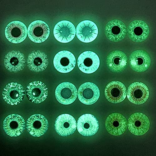 QTTLLI Glas-Cabochons für Schüleraugen, 25 mm, rund, 25 mm, leuchtet im Dunkeln, 25 mm