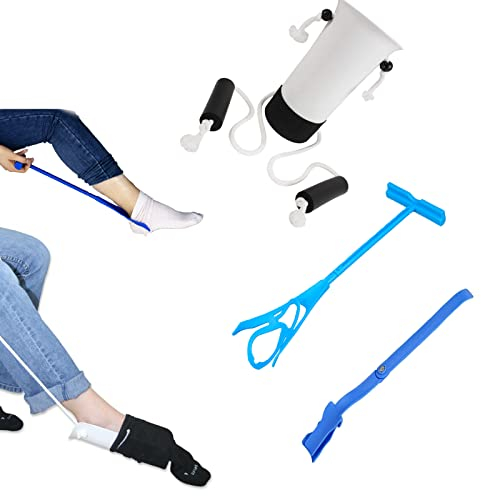BeBaBeBa Dreiteiliges Set Anziehhilfe für strümpfe Schuhlöffel Klein Sockenanziehhilfe Socken Anziehhilfe Senioren Hilfsmittel Hilfestellung beim Ausziehen der Socken Schwangere