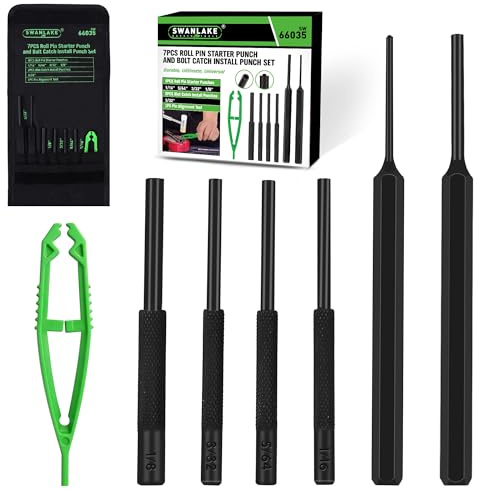 7-Piece Premium Roll Pin Starter Punch and Install Punch Set - 1/16, 5/64, 3/32, 1/8-inch