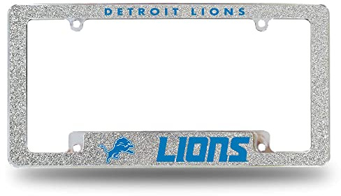 NFL Rico Industries Detroit Lions Chrome All Over Automotive Bling cornice targa 30,5 x 15,2 cm cromato su tutta la superficie automobilistica Bling cornice targa design per auto/camion/SUV