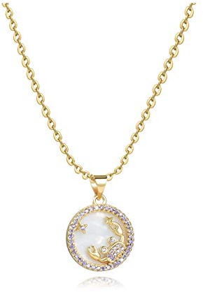 SBI Jewelry Cancer Purple CZ Gold Zodiac Necklace for Women Birthstone June July Happy Birthday Constellation