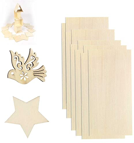 SJUNJIE 10 piezas contrachapado 100 x 200 x 1mm Finas Hojas de Madera de Balsa Madera Contrachapada de Tilo sin Pintar para DIY Artesanía Mini Modelo de Aviónes de Madera