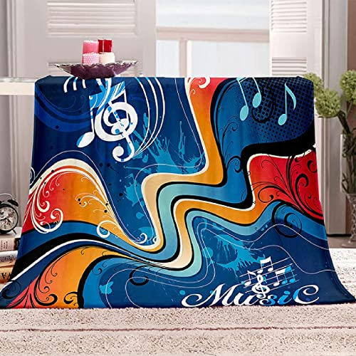 Kuscheldecke 150 x 200 cm 3D Bunte Notizen Flanell Fleecedecke, Weich Warm Flauschig Decke Thema Musik Wohndecke Decken für Sofadecke Couchdecke kuscheldecken für Kinder Erwachsene