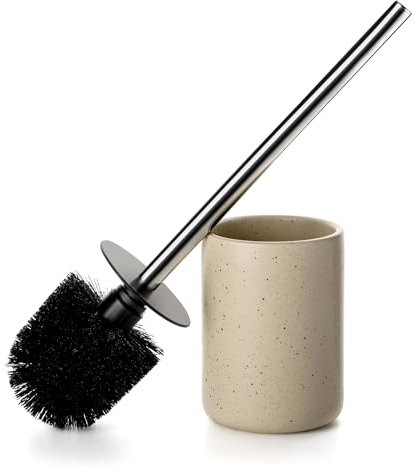 Viosuniu Land Series Ceramic Toilet Cleaner Brush and Holder Set for Bathroom, Non-Scratching Toilet Bowl, Rust-Proof (1 Pack)
