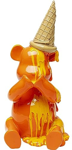 Kare Design Deko Figur Sitting Gelato Bear, Orange, 37x18x17 cm, Deko Objekt, Wohnaccessoire, Dekoration, Bären Motiv, Handbemalt, Wohnzimmer