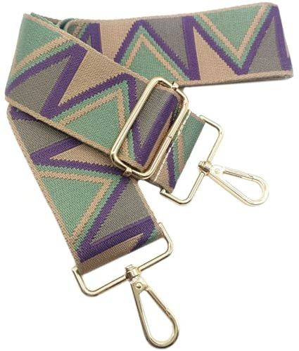 Tracolla Larga 5cm per Borse Donna Cinghia Larga Regolabile Verde kaki Viola, 80-130cm Cinghia Larga con Gold Moschettone, Durevole per Crossbody Borsa, Chitarra, Borse Moderne Accessori, 919