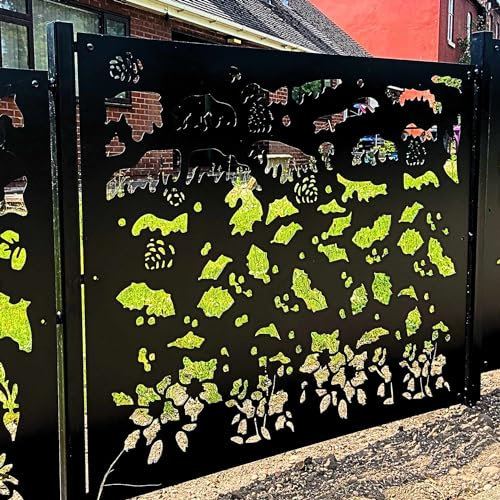 Four Seasons Metal Fences Panels Posts 1.15x1m Decorative Gardens Steel Fencing Screens Privacy Patio Divider Screening Ideas Steel Laser Cut Deck Railing Gate Trellis (Winter Fence Panel and 2 Posts)