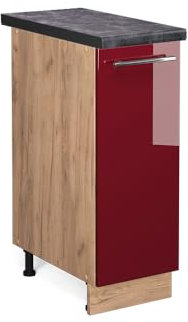Vicco Apothekerschrank Fame-Line, Bordeaux Hochglanz/Goldkraft Eiche, 30 cm, AP Anthrazit