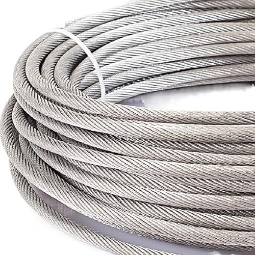 OZXJW Anti-Rotations-Hebestahldrahtseil, weiches Kabel, Wäscheleine, Zurrgurt, 3–10 mm, 10–40 m, 19 x 7, Edelstahl 304(3MM 40M)