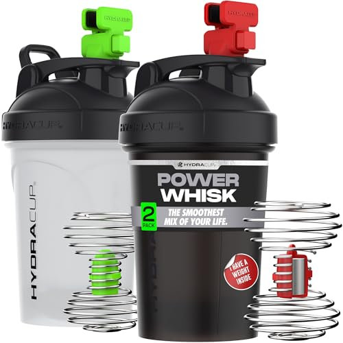 Hydra Cup - 2 Pack - 20oz Shaker Bottles | Protein Shaker Cups with Whisk Ball, Leak-Proof, Carry Handle | BPA-Free Gym Mixer for Protein Powder, Mixing Supplements