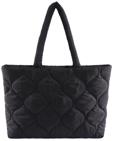 Makukke Puffer Tote Bag Aesthetic Gesteppte Tasche Damen Umhängetasche Shopper Stepptasche Tasche Schultertaschen für Arbeit Büro Reisen Einkaufen Schule