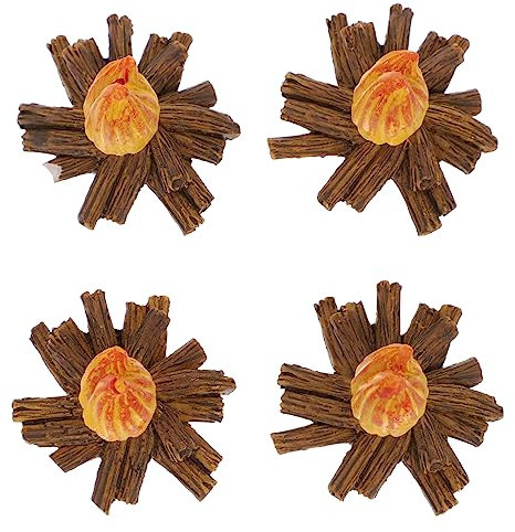 PAMINGONO 4 Stück Harz Feuer Miniaturfeuer Zubehör für Camping-Geburtstagsfeiern lodern Dekoration Weihnachten weihnachtsdeko beleuchtet innen Camping-Party-Dekorationen Mikro-Fake-Feuer