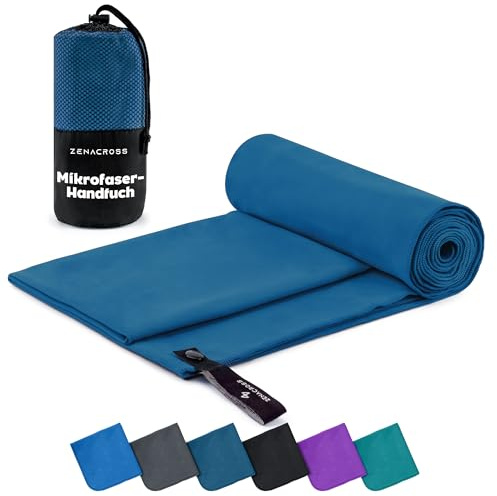 ZENACROSS Mikrofaser Handtuch mit Transportbeutel - Schnelltrocknendes und vielseitiges Fitness Handtuch - Sporthandtuch Größen XXL - 200 x 100 cm - Marineblau