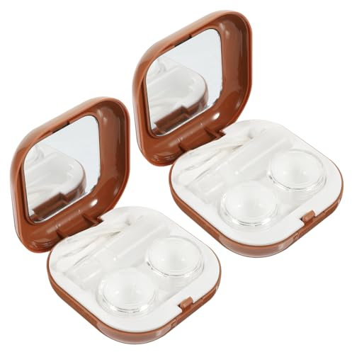 minkissy 2sets Case Mirror Portable Organizer for Girls Safe Storage Leak Convenient Brown
