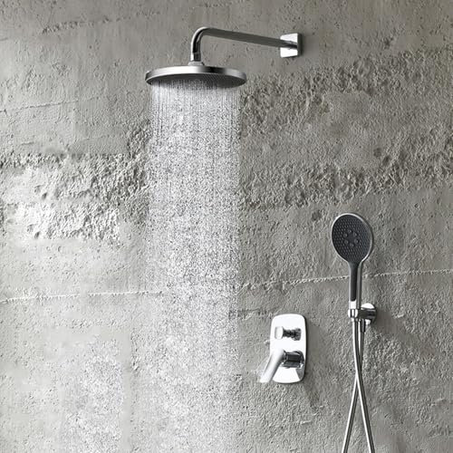 BiaoTeng Columna De Ducha Empotrada Ducha de Mano 3 Modos Monomando Conjunto De Ducha Empotrado Set De Ducha Plata