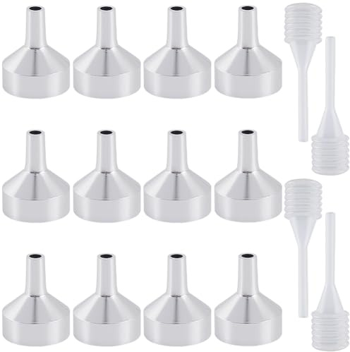 GORGECRAFT Embudos de Aceite Esencial de Metal Mini Embudo de Aluminio Plateado con 4 pipetas Pequeñas Transparentes Mini Gotero para Llenar Botellas Pequeñas O Contenedores Atomizadores de Perfume