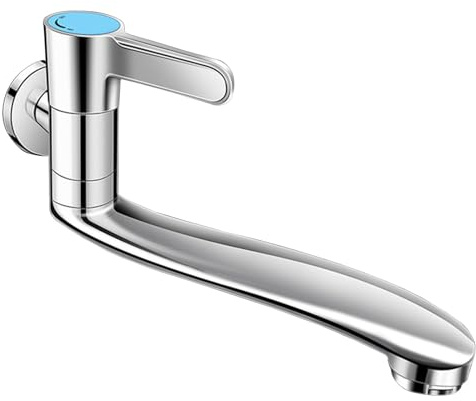 SXWYLZ Wasserhahn Verlängerung ausgussbecken Einhebelmischer Waschbecken Wand aus Messing Wasserhahn 1/2 Zoll Kaltwasser Wandmontage Schwenkhahn für Spüle,Verchromt,18Cm