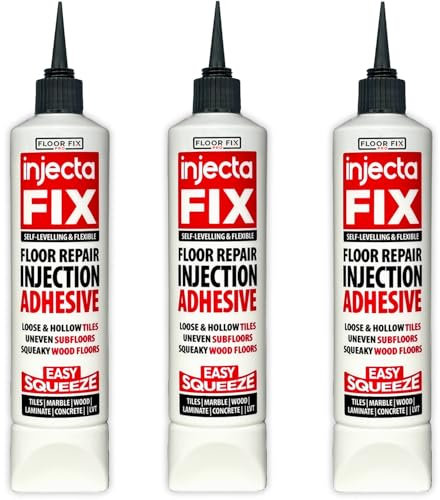 Injectafix Easy Squeeze 300ml From Floor-Fix Pro - Flexible Strong Adhesive Fix Loose & Hollow Tiles and Floors Self-Levelling Maximum Strength New Formula (3 Pack)