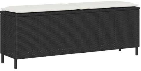 vidaXL Gartenbank mit Kissen Schwarz 110x30x40,5 cm Poly Rattan
