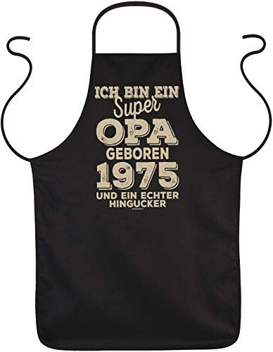 Opa.Großvater Schürze 50.Geburtstag, 50 Jahre Kochschürze, Jahrgang 1975 : super Opa geboren 1975 - Hingucker - Sprüche Grillschürze 50.Geburtstag