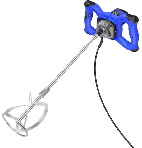 2600W Electric Cement Mixer Portable Paddle Mixer Handheld Concrete Drill Mixing Plaster Multi Mixer 6 Speed ​​Mortar Paddle Mixer with Detachable and Replaceable M14 Steel Spiral Rod