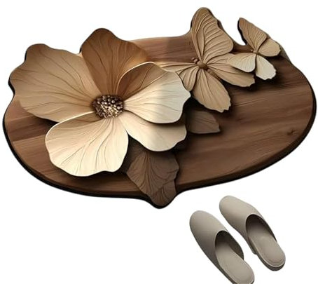 Hogvinnatil Tapis de cuisine papillon | Tapis de chambre | 3D Motif réaliste Papillon Tapis d'intérieur non antidérapant pour chambre à coucher salle de bain entrée