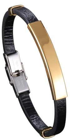 Aotiwe Armband Männer Vergoldet, Bracelet Men Leather Schlichter Stil aus Stahl 20.5cm Geschenk Vatertag