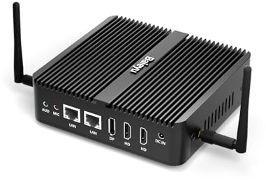 Baieyu Mini PC N100, 8 GB RAM DDR4 128 GB SSD, Dualband-WLAN, 4K HD/DP-Dreifachdisplay/RS232 COM/USB3.0/Unterstützung für automatisches Einschalten, Lüfterloser Mini PC Windows 11 Pro