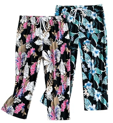 ENJOYNIGHT Damen Schlafanzughose 3/4 Lang Pyjamahose Baumwolle Nachtwäsche | Süße Bedruckte Schlafhose, Verstellbarer Taillenkordelzug, Lockere Passform Für Den Alltag