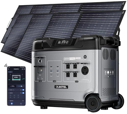 P5000 Pro - Central eléctrica portátil de 5120 Wh con 2 paneles solares de 400 W, tomas CA 4000 W, generador solar LiFePO4, carga rápida de 3200 W, para casa, camping y autocaravana