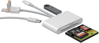 SD Kartenleser 5-in-1 Speicherkartenleser mit SD/MicroSD/USB3.0 Slots, USB C OTG Adapter Kartenleser Kamera Kompatibel mit iOS und Android Telefonen,Laptops,Tablets,Desktop und verschiedenen Kameras