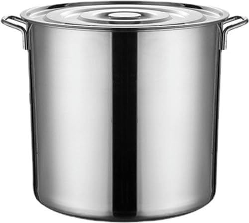 Olla grande de acero inoxidable con tapa para sopa, guiso y cocción a fuego lento, perfecta para cocinar en casa