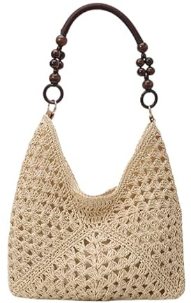 JXpxbao Strohtasche Damen Geflochtene Tasche, Sommer Korbtaschen Damen Mittelgroß Basttasche Strandtasche Shopper Tasche Boho Stroh Woven Bag Flechttasche Für Strand Urlaub Alltag Urlaub