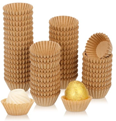 STOBAZA 1000 pièces Lot de Mini Caissettes Papier Sulfurisé Naturel pour Muffins et Truffes Caissettes Jetables Marron pour Cuisson et de