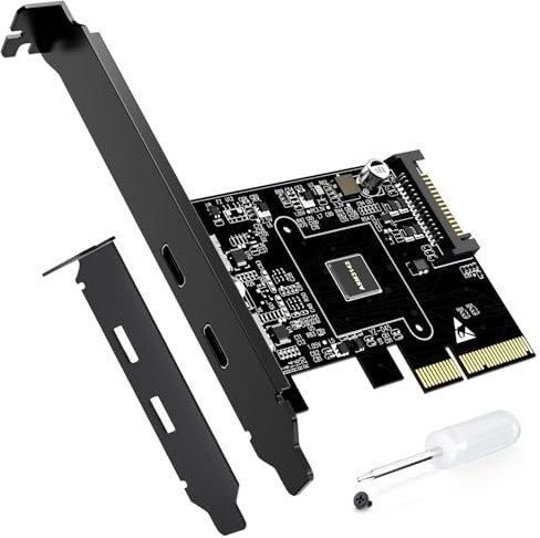 10Gbps PCIe USB C 3.2 Gen 2 Karte, 2 Port PCIe zu USB C, Nur Daten | PCI Express 3.0 x4 Adapter für Desktop PC, SSD Gehäuse, Workstations, Datensicherung
