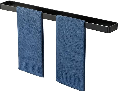 SAYAYO Handtuchhalter Schwarz 70cm Handtuchstange mit Bohren Wandmontage | Gästehandtuchhalter Aluminium Badetuchhalter für Badezimmer und Küche