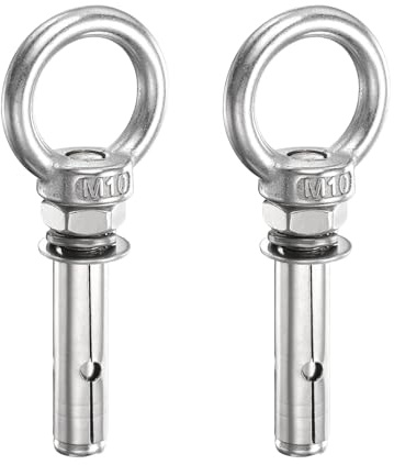 PATIKIL Perno De Elevación De Expansión M10x45mm, 2 Pcs Anillo De Acero Inoxidable Pernos De Expansión Para Elevación Con Anillo Ocular Para Paredes De Mampostería Y Hormigón