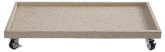 changgengyi Pflanzschale Rechteckige Pflanzenpalette for drinnen und draußen mit Rädern, große Untertasse aus Kunstharz, Tropfschale(Beige,L)