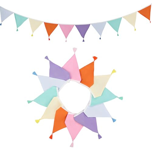 VEOIRXU Ghirlanda Nappe Bandierine Triangolo Stoffa Ghirlande Triangolari In Cotone Lavabile Decorazione Per Cameretta Dei Bambini Matrimonio Compleanno Baby Shower Party Baby Shower