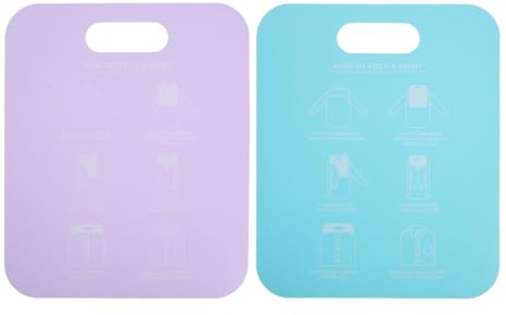 CONGARTENO Lot de 2 Planches à Linge en Plastique Outils de Pliage Portables pour Chemises et Pulls Planches de Rangement Ménager Peu Encombrantes Couleurs Bleu Clair et Violet Pliage