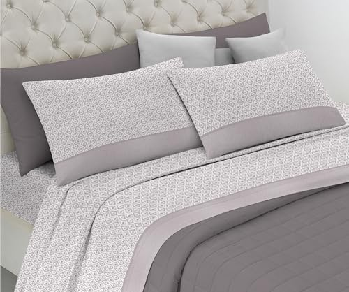 Riad Arredo Set Completo Letto in Flanella 100% Caldo Cotone Antipalline - Completo Lenzuola Morbide - Made In Italy (Pernice Beige, Matrimoniale)