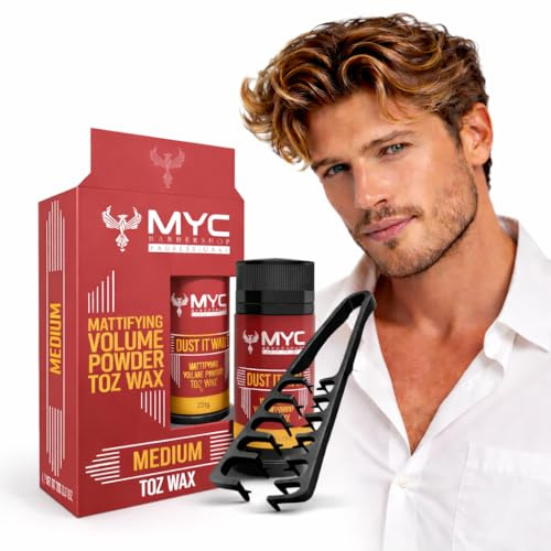 MYC Mattifying Volume Powder 20g – Strong Hold Haarpuder – Sofortiges Volumen & Mattes Finish – Profi Styling für Männer & Frauen (Medium+Styling Kamm)