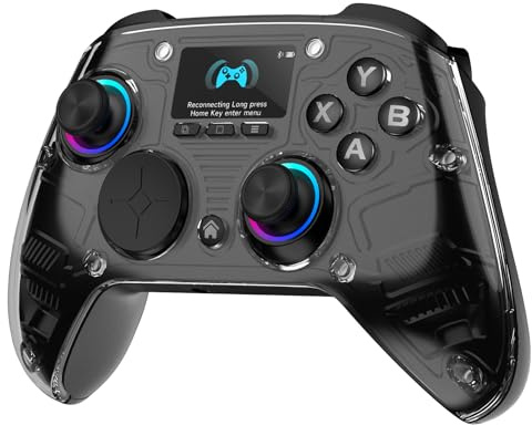 AOC Wireless Gaming Controller for PC/Switch/iOS/Android/PS4, Interactive Screen, Hall Effect Stick & Dual-Mode Trigger, RGB Lighting, Customizable Buttons, Bluetooth/2.4G/Wired (Black)